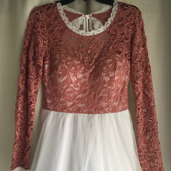 My Michelle Coral Lace Sequin Tulle Skirt Dress - Picture 7 of 10